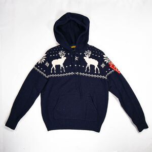 Vintage Ralph Lauren Rugby Knit Reindeer Fair Isle Hoodie - S